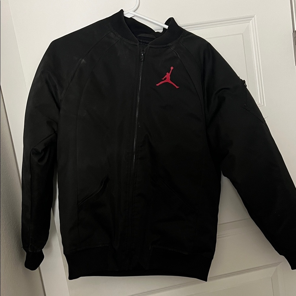 Jordan Men's Black and Red Bomber Jacket